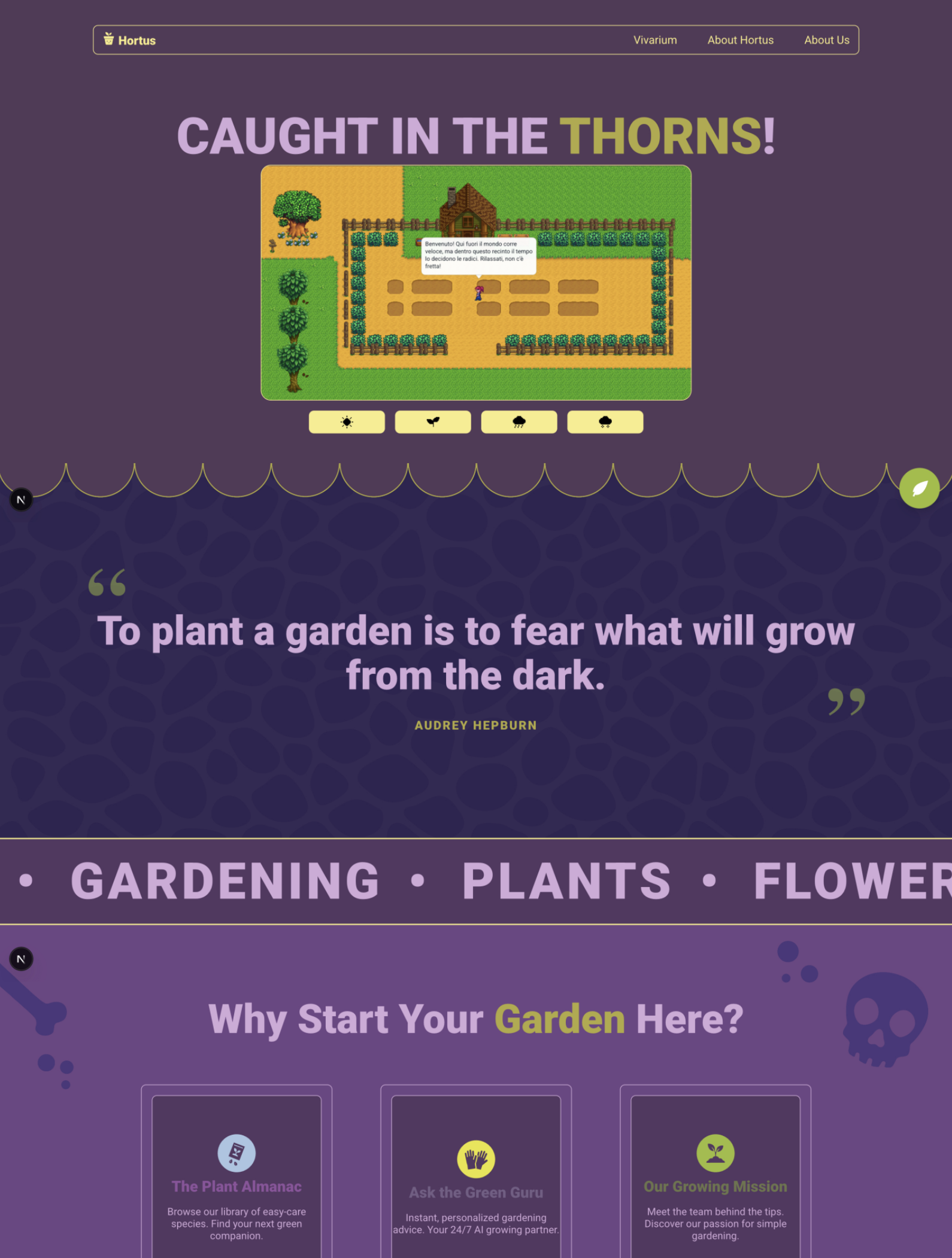 The Homepage when the website is alive