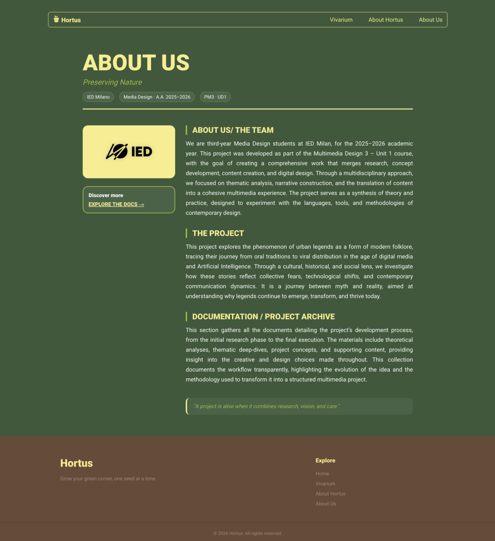 The About Us page