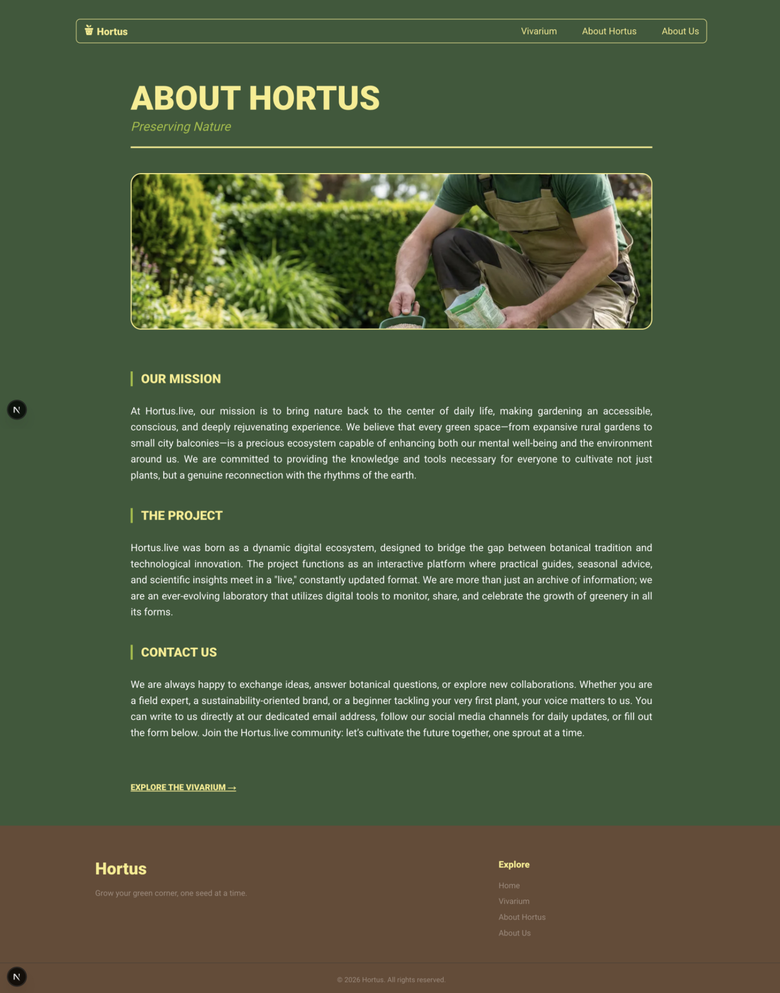 The About Hortus page