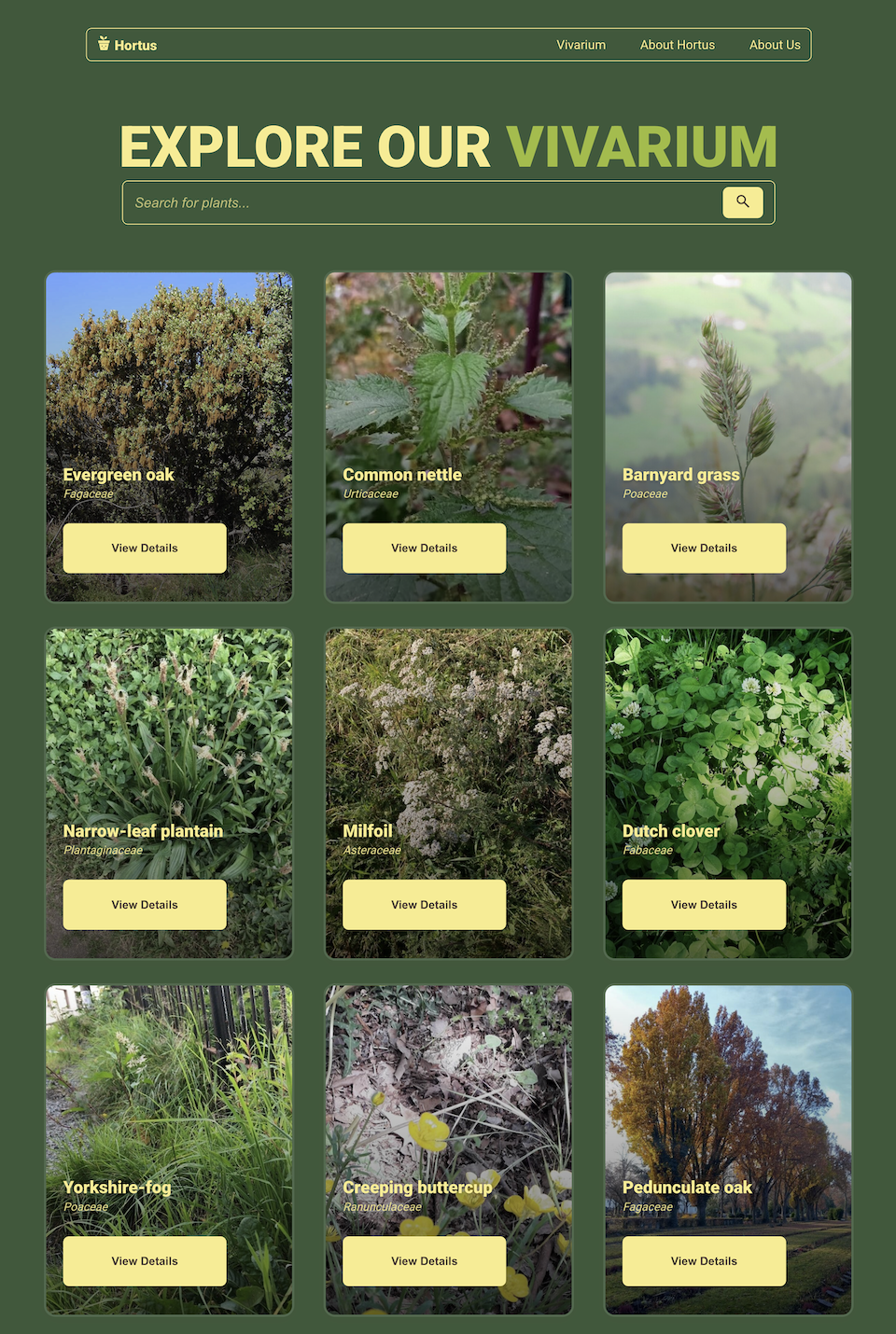 The Vivarium Page where you can search for plants